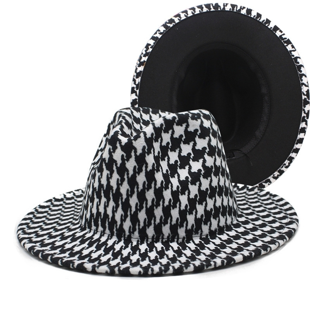 Stylish Black and White Houndstooth Women's Hat